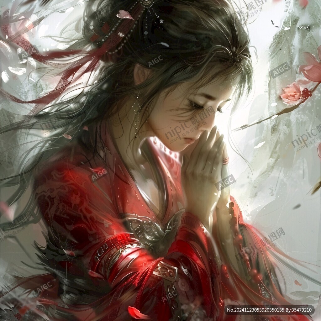 红衣少女设计古风