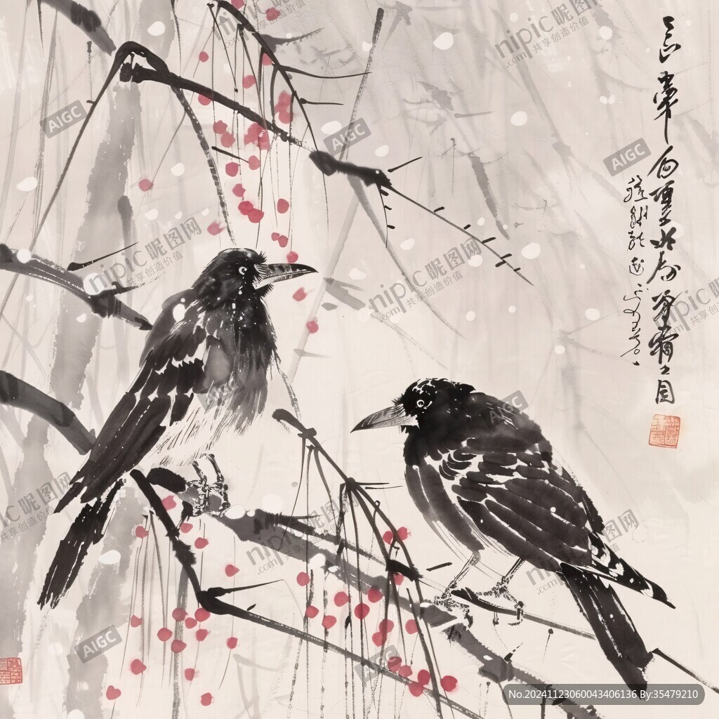 麻雀闹春图