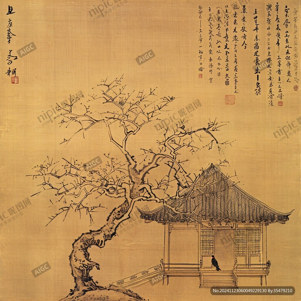 白梅古画