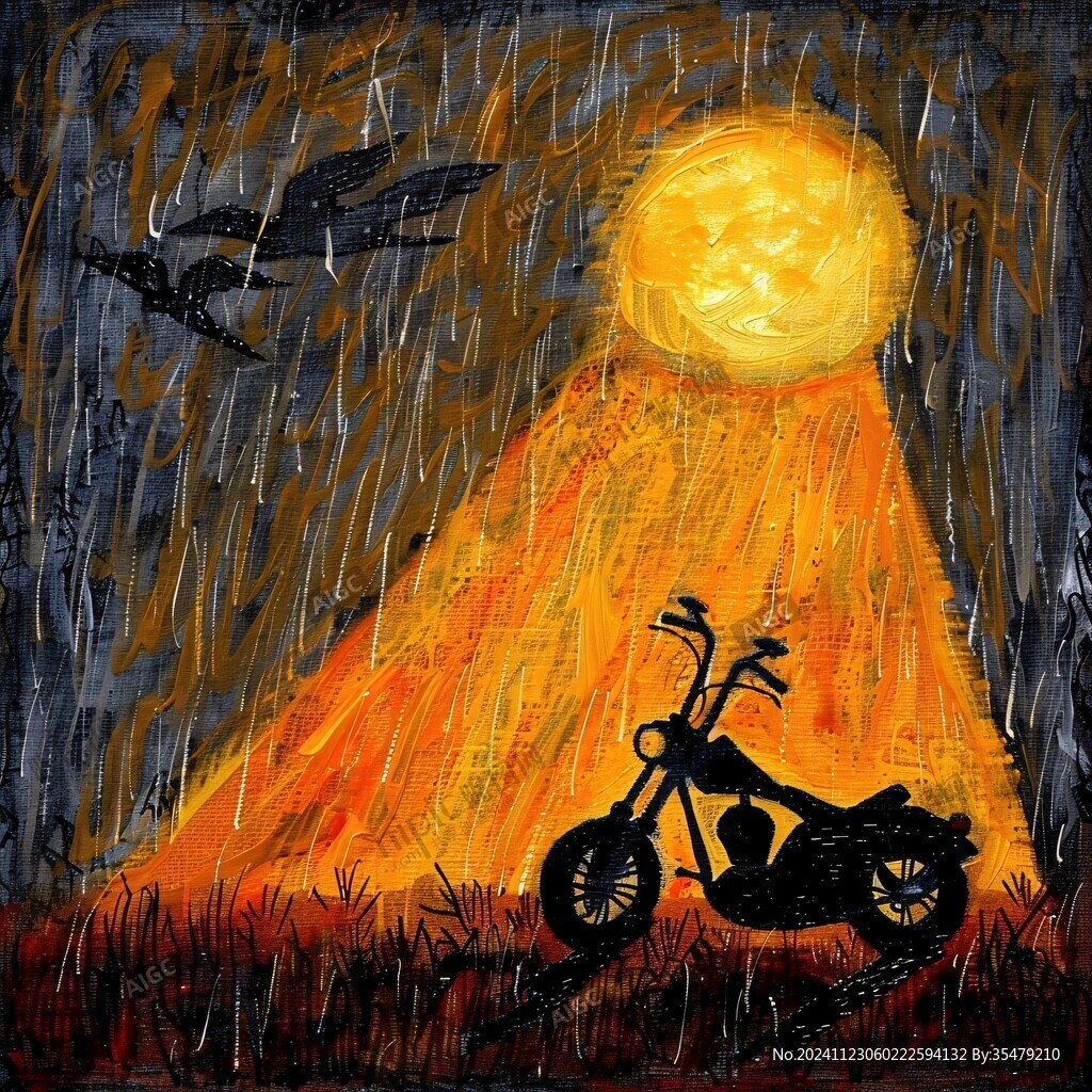 摩托车油画