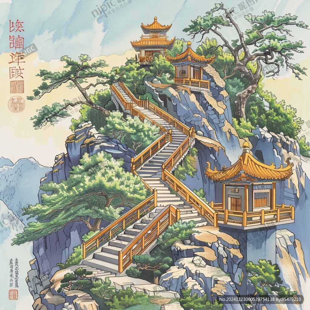 迎客松包装插画