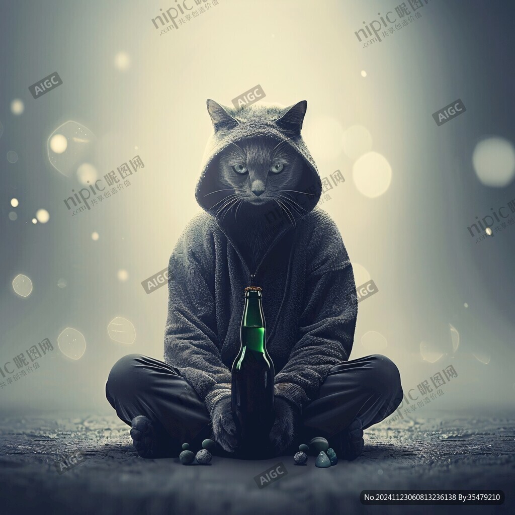 戴兜帽衫的猫