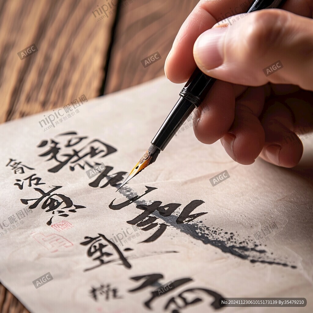 书法创作提笔写字