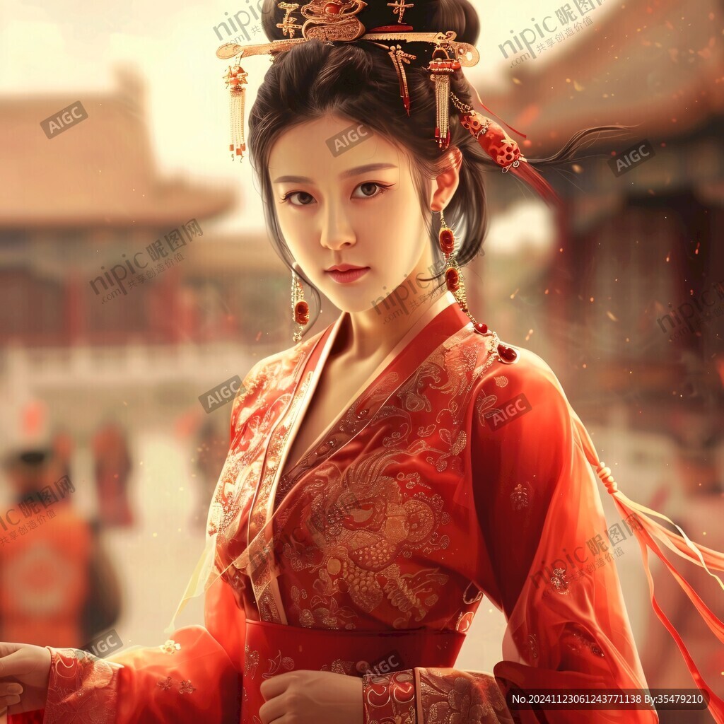 红衣少女设计古风