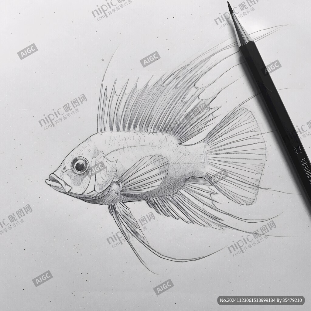 黑白鱼手绘