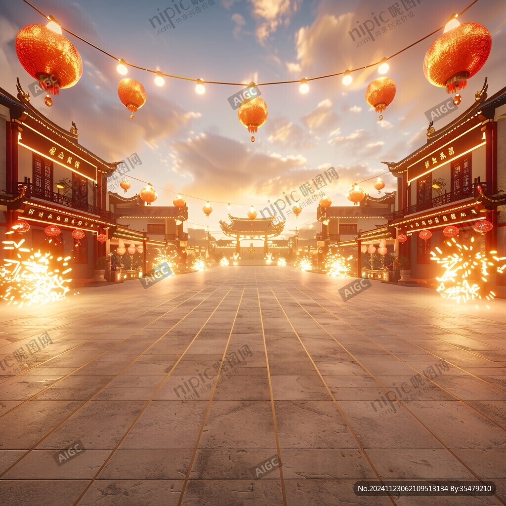 古代街道夜景