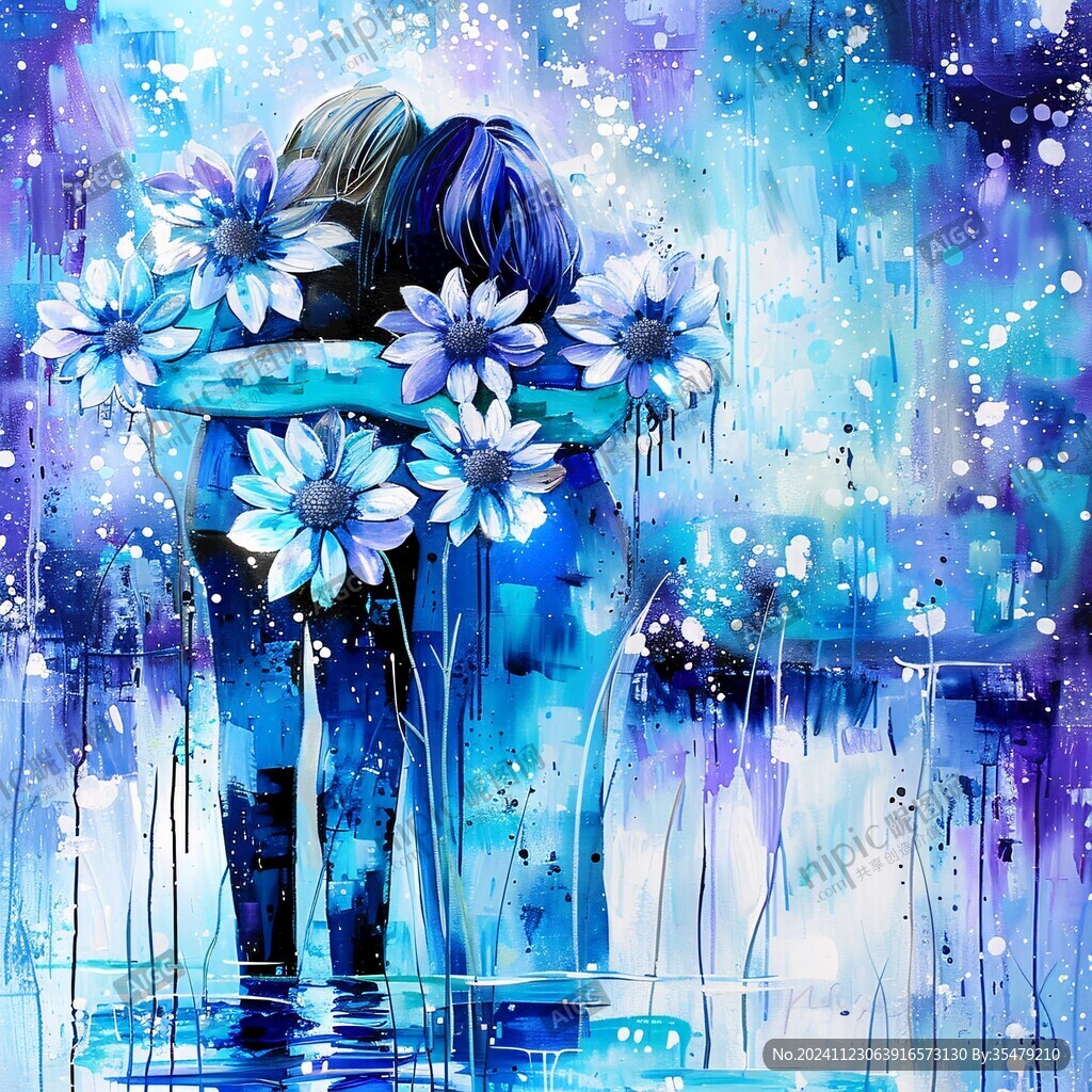 唯美浪漫情侣插画