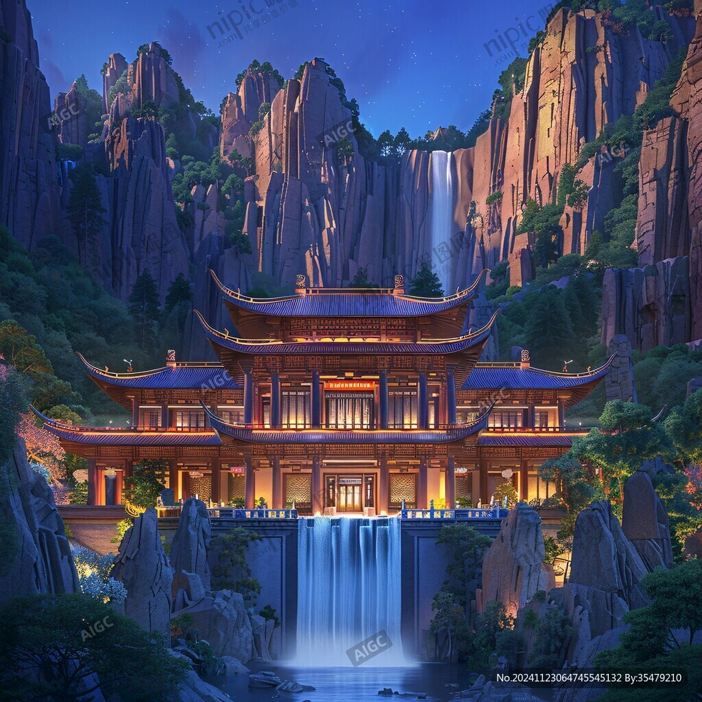 新中式楼阁皇宫山水