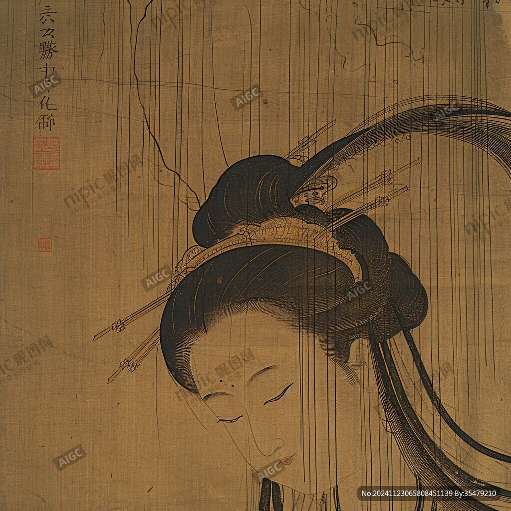 线刻仕女图