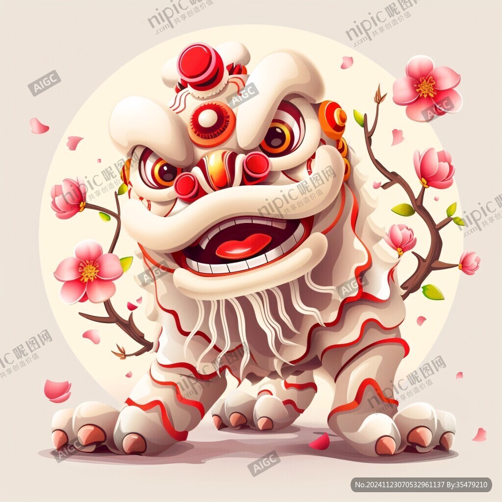 舞狮貔貅插画