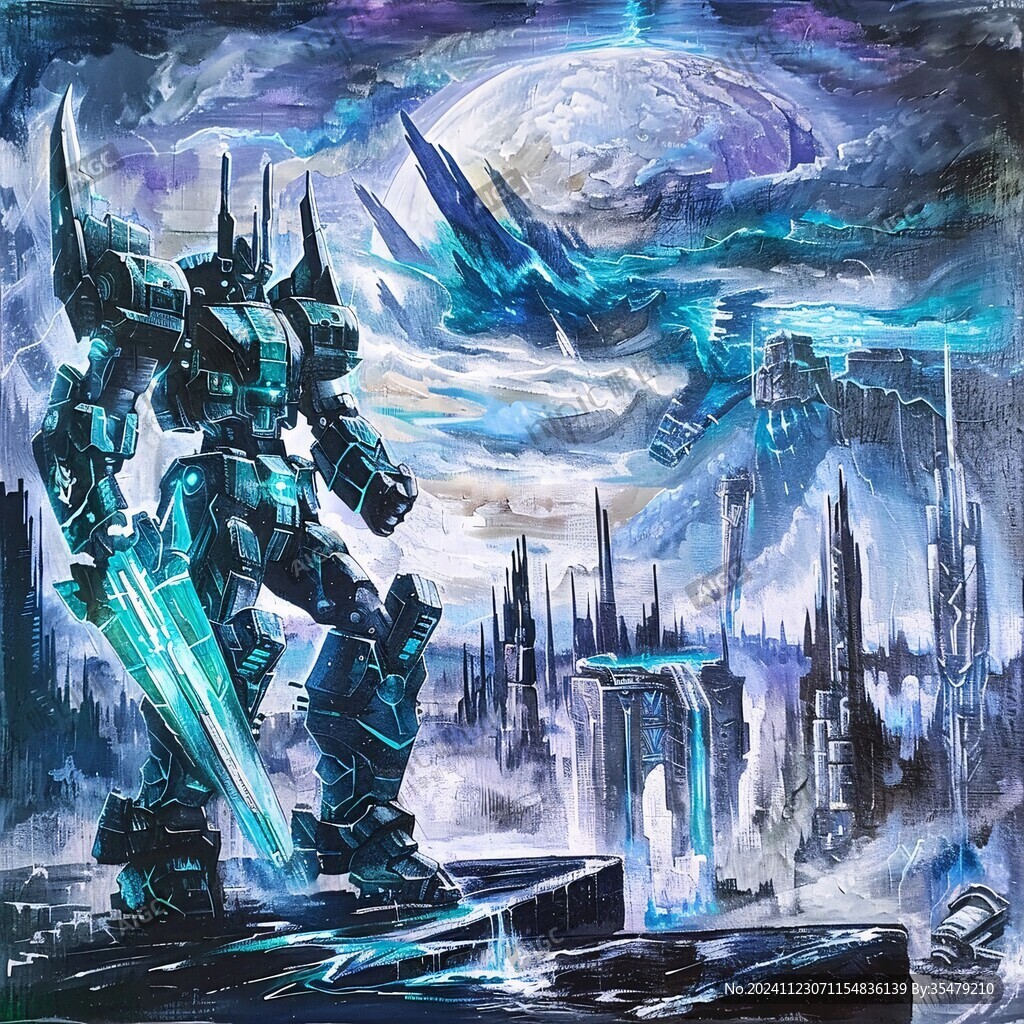 游戏风科幻风墙绘手绘