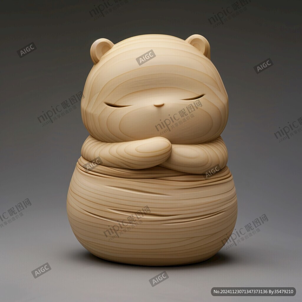 打哈欠竹雕