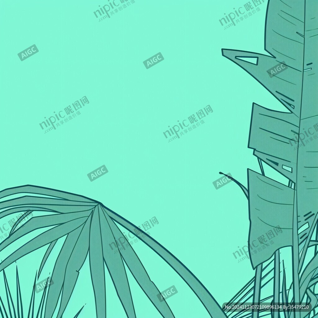 热带蒲葵叶简约背景