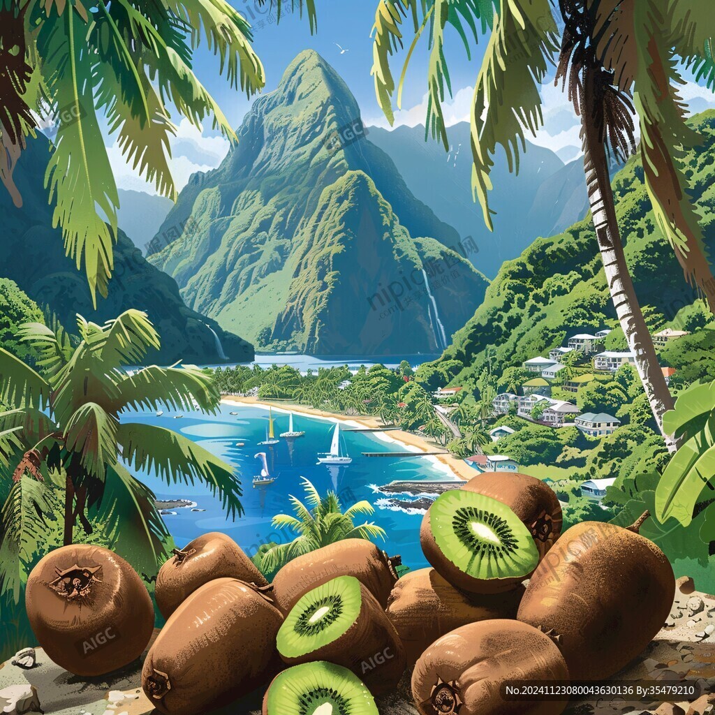 热带风景壁画背景