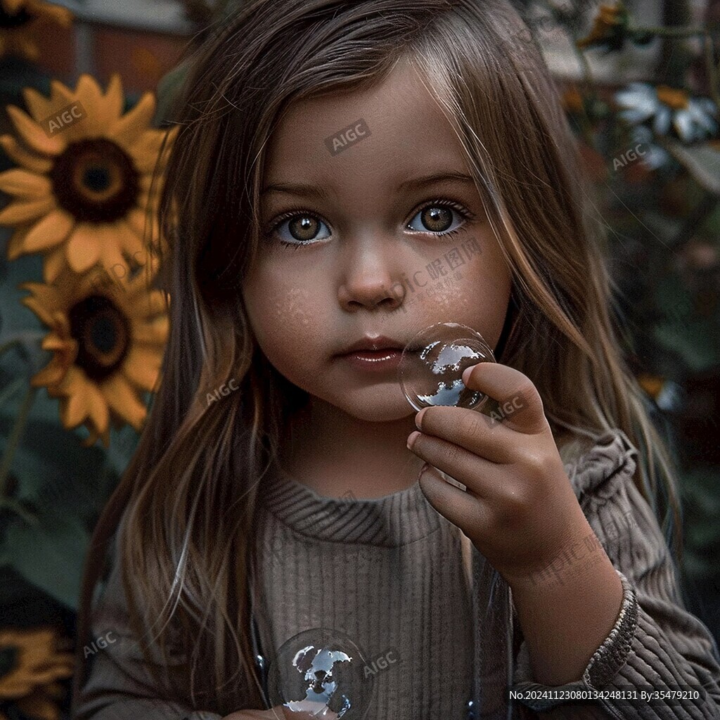 怡然自得的小女孩壁纸