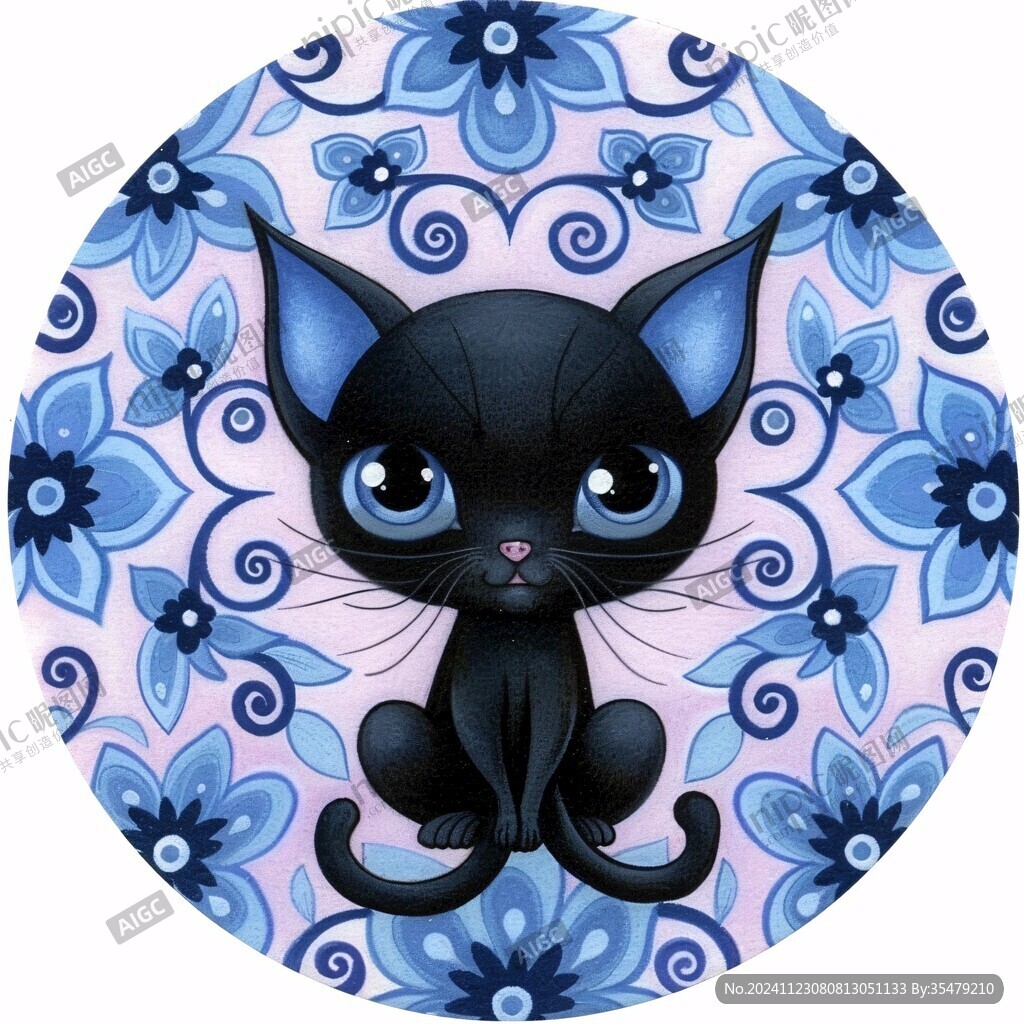 小黑猫插画