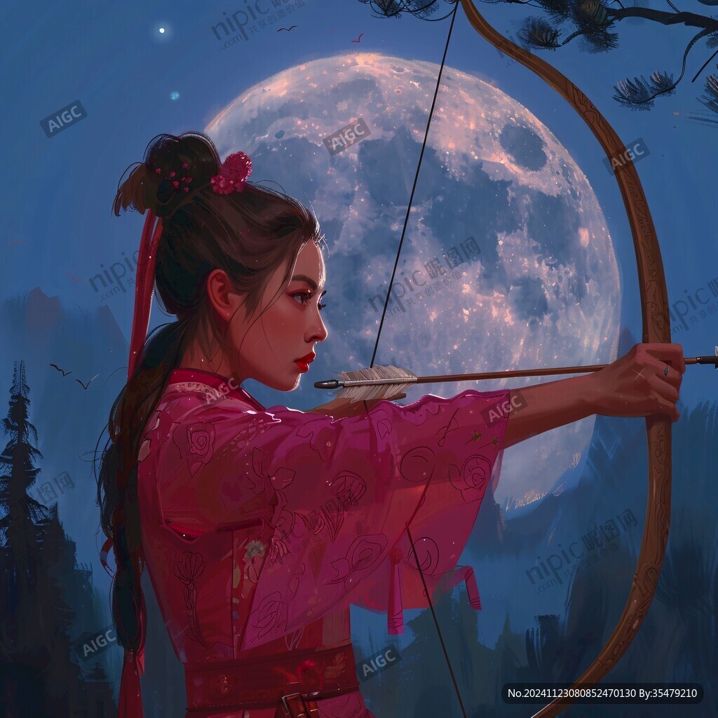 手绘侠客风大侠射箭