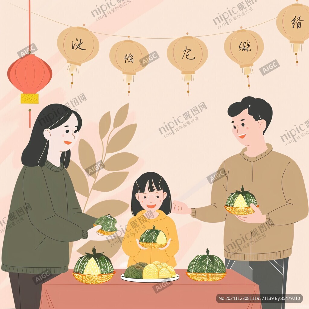 新年家人插画
