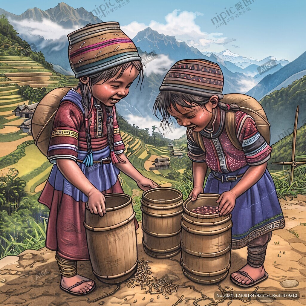 独龙族插画