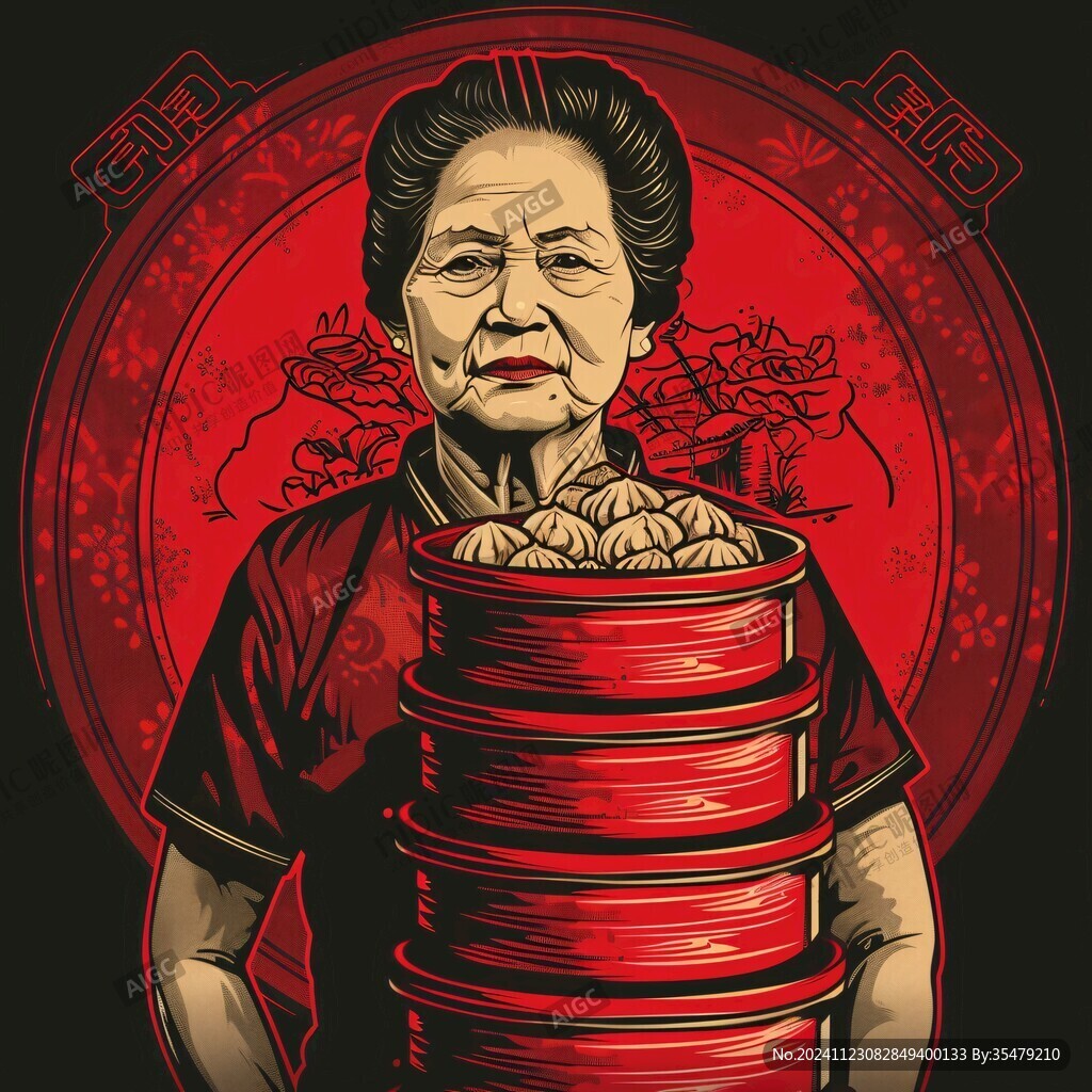 卡通婆婆面馆标志