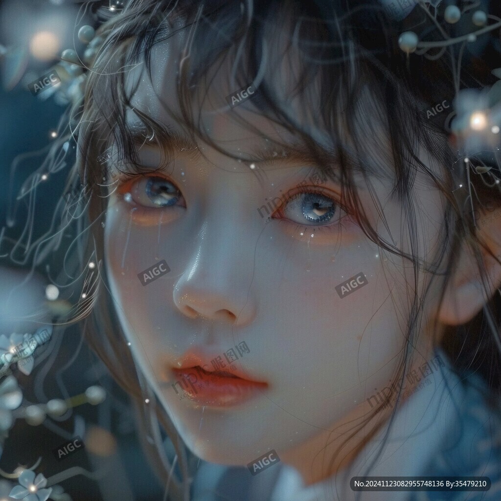 梦幻唯美蓝色系少女