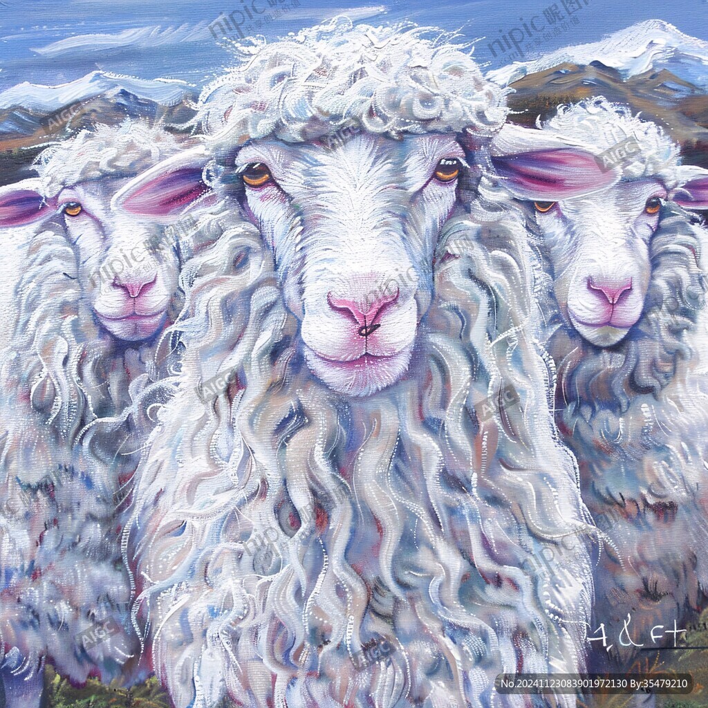 手绘梦幻羊风格装饰画