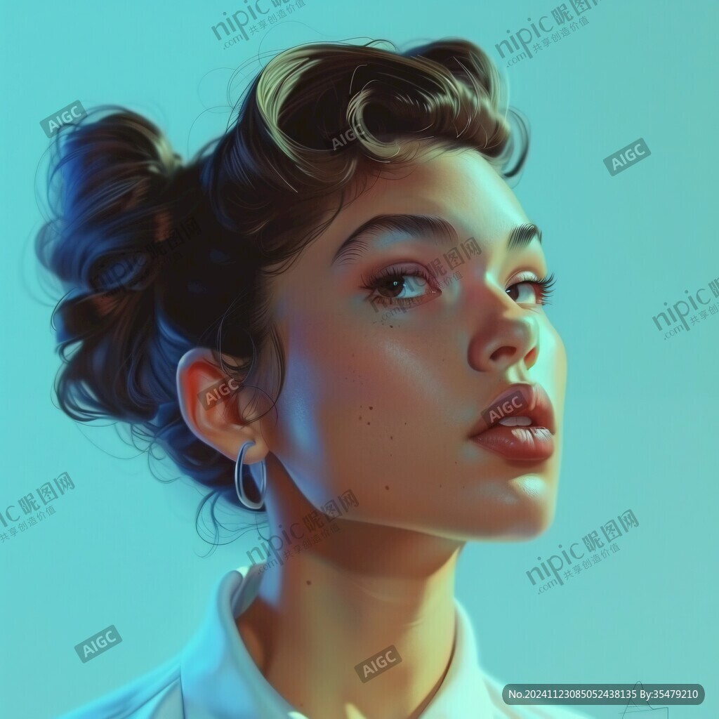 AI创作图数字肖像插画 厚涂头像 原创厚涂 厚涂少女 板绘人像 写实人物绘画 高级感女插画 欧美风绘画 欧美插画 数字美女插画 超写实插画 厚 ...