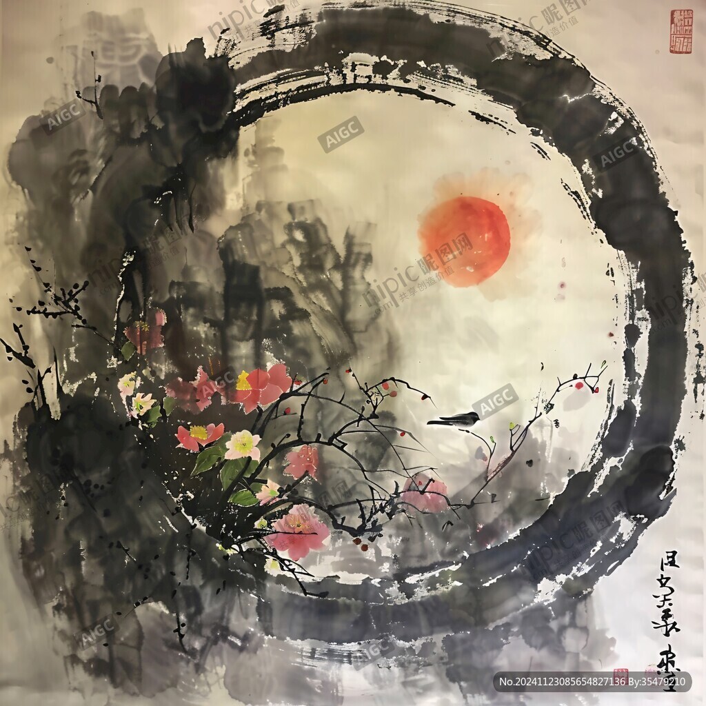 墨韵禅境意境画