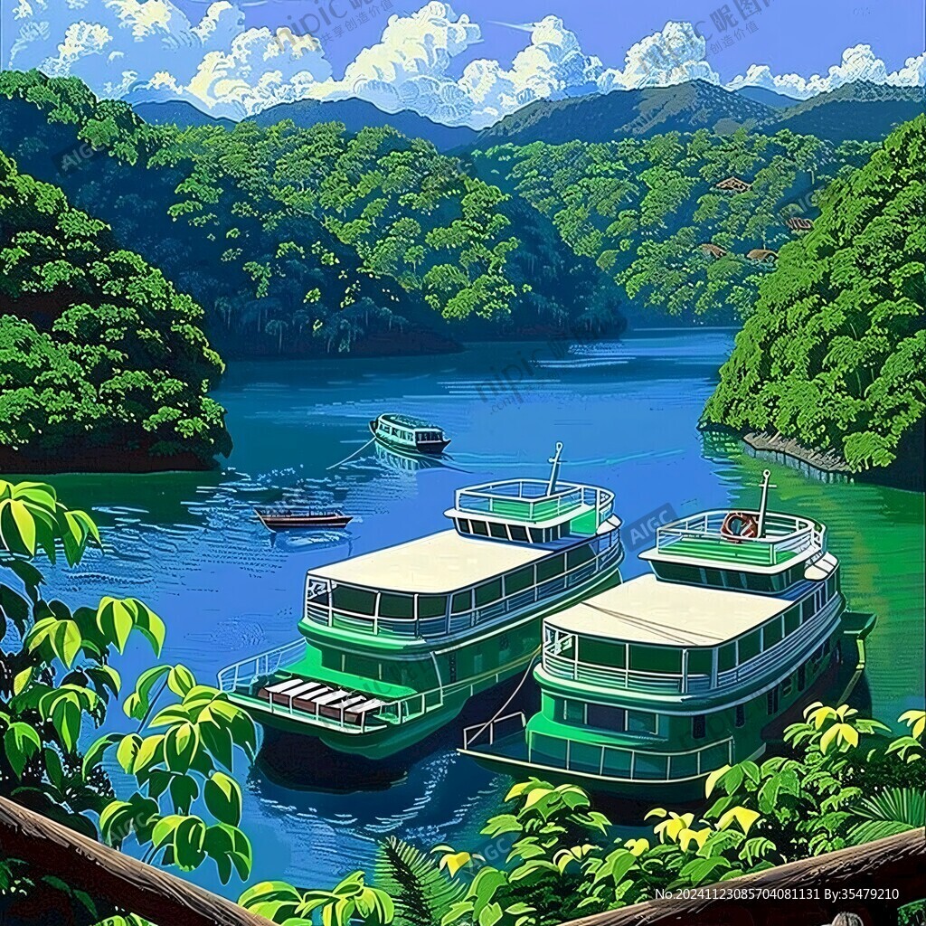 日月潭插画