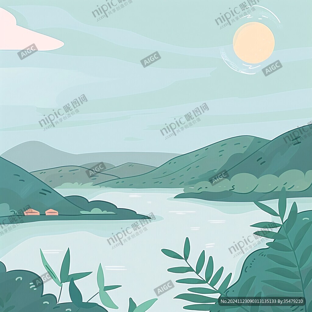 扁平风风景画