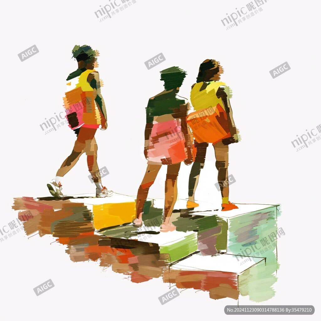 上台阶的行人
