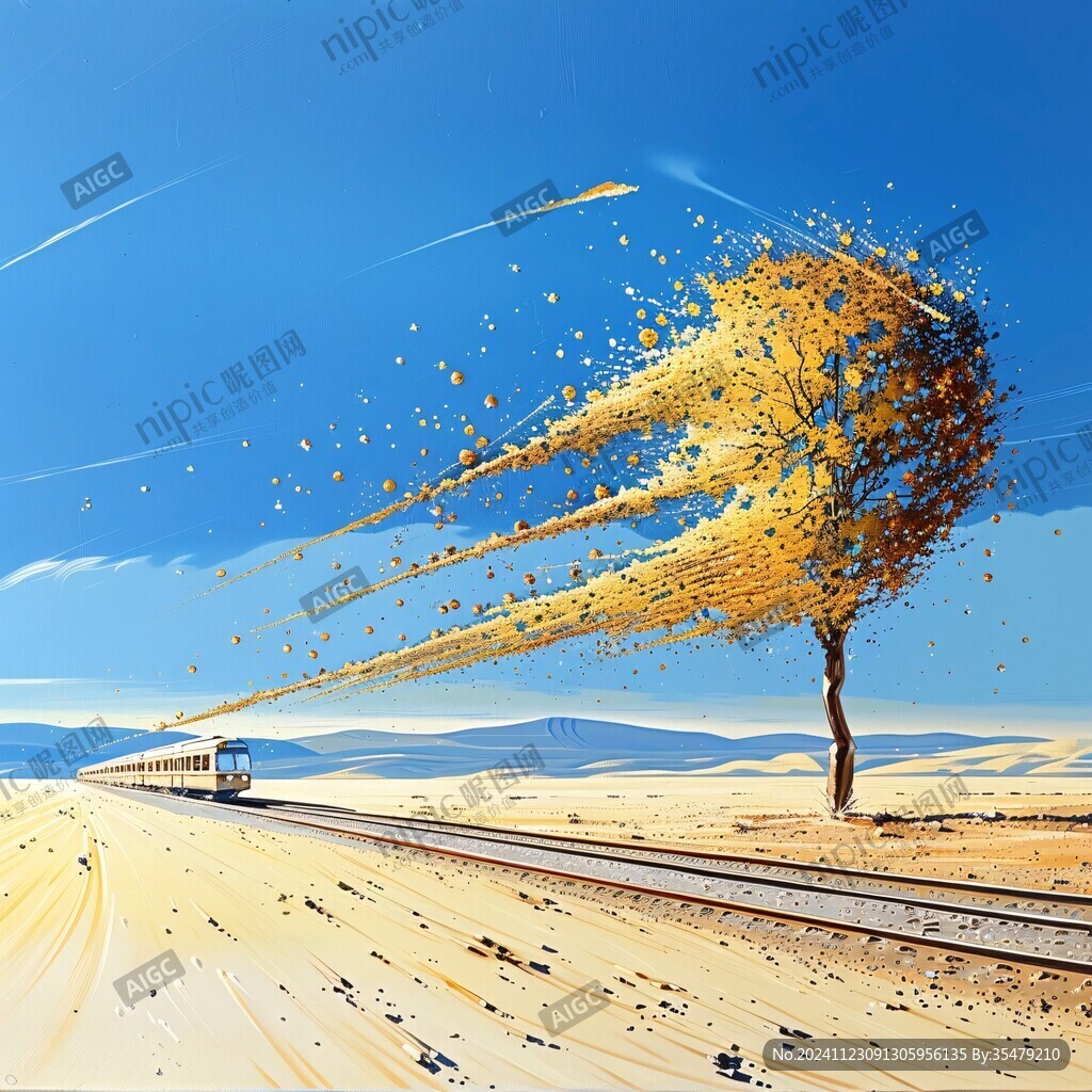 戈壁滩行驶火车