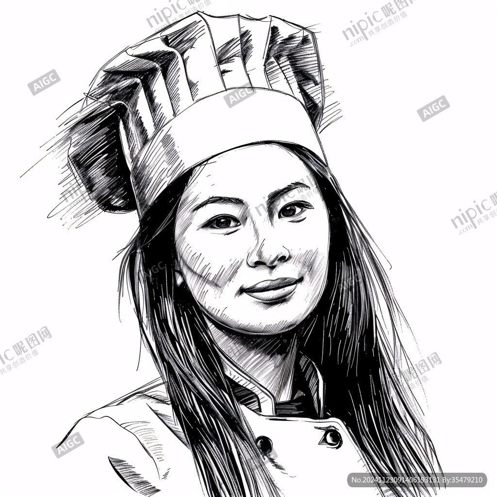 手绘女厨师