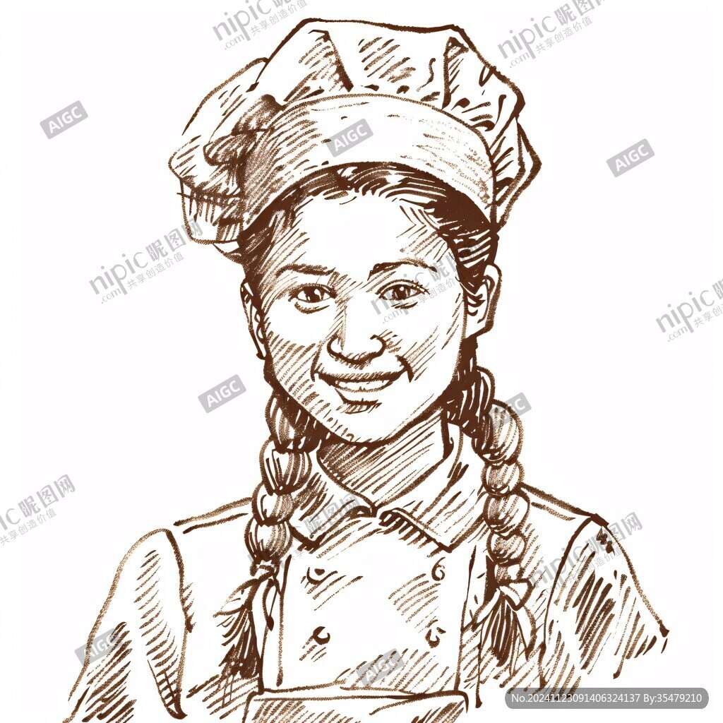 手绘女厨师