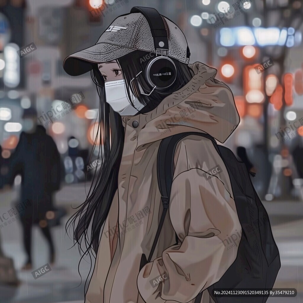 戴口罩的少女