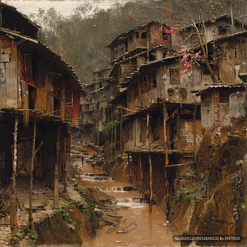 龚滩古镇油画