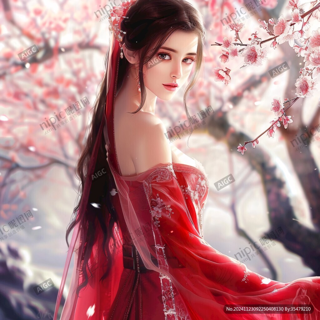 红衣少女设计古风