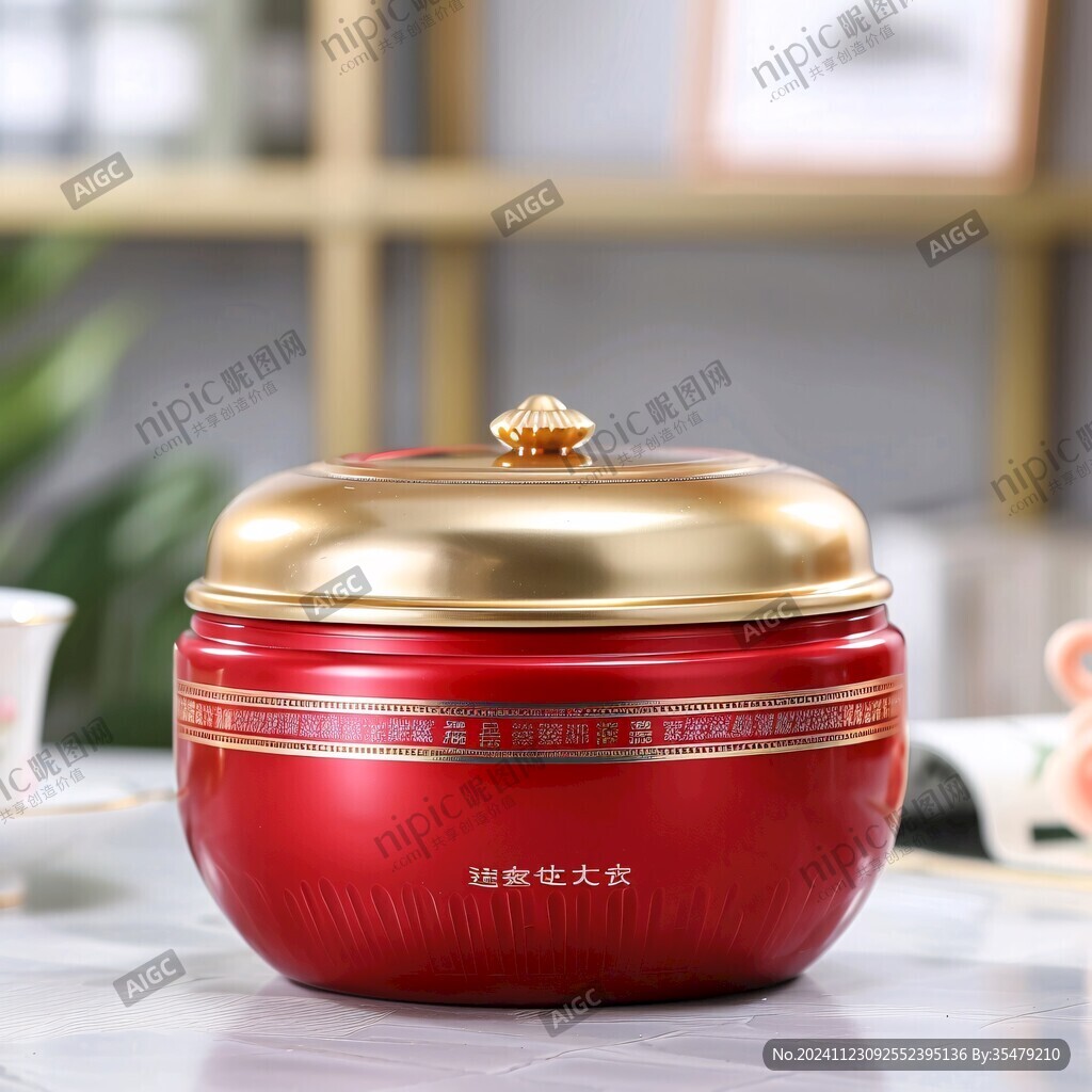 火红色茶叶罐