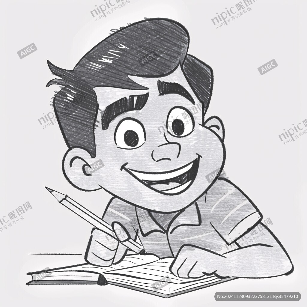 手绘男学生