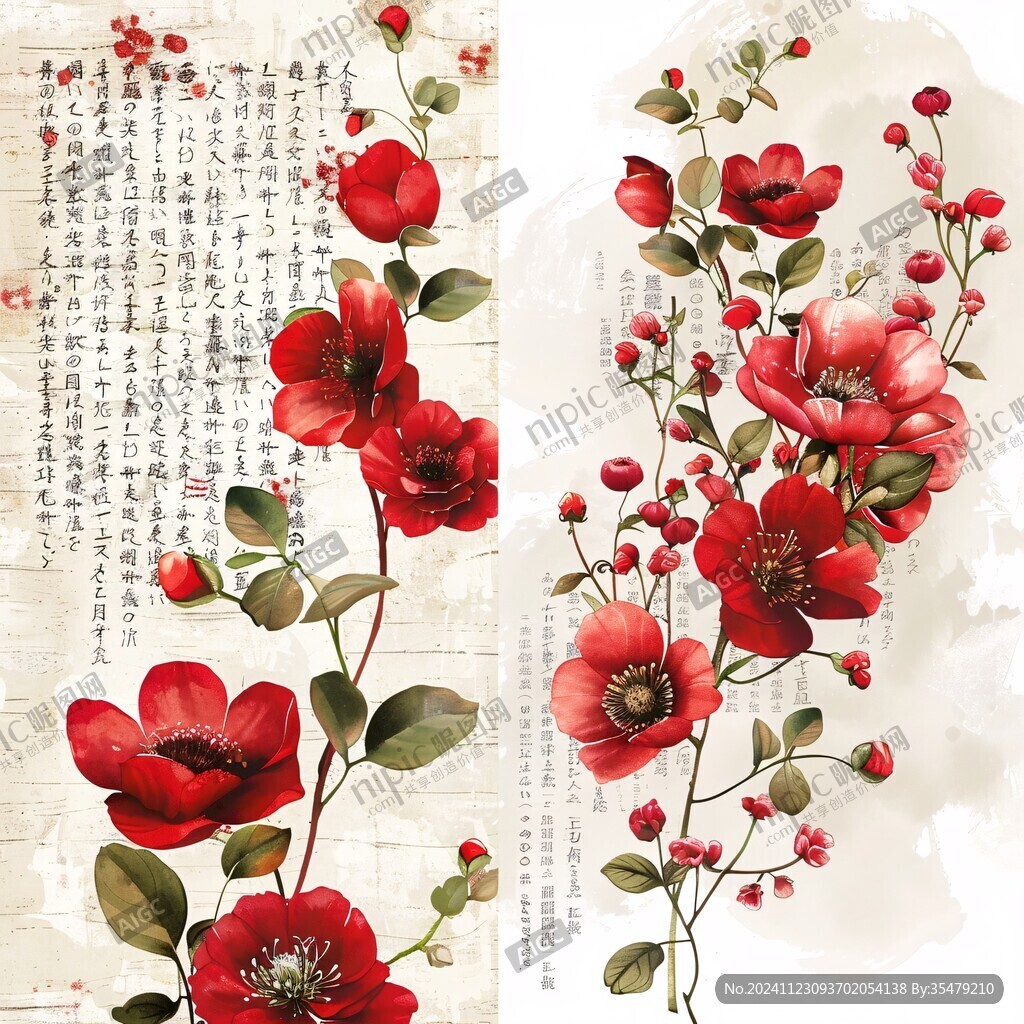 本本封面古风花卉