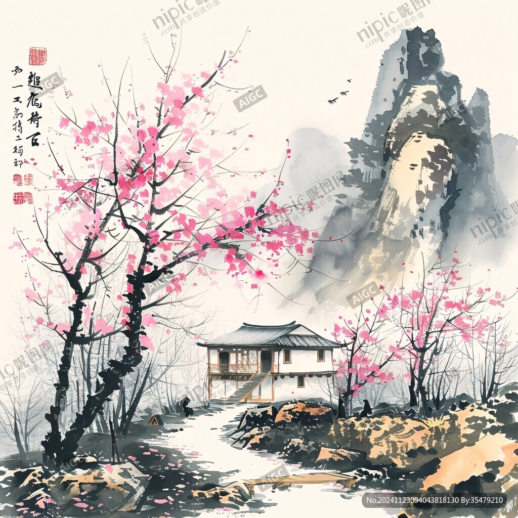 红梅山水