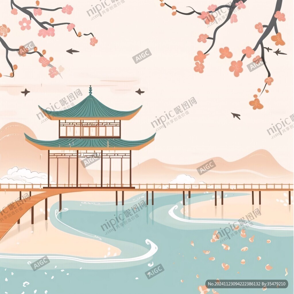 赏樱楼插画