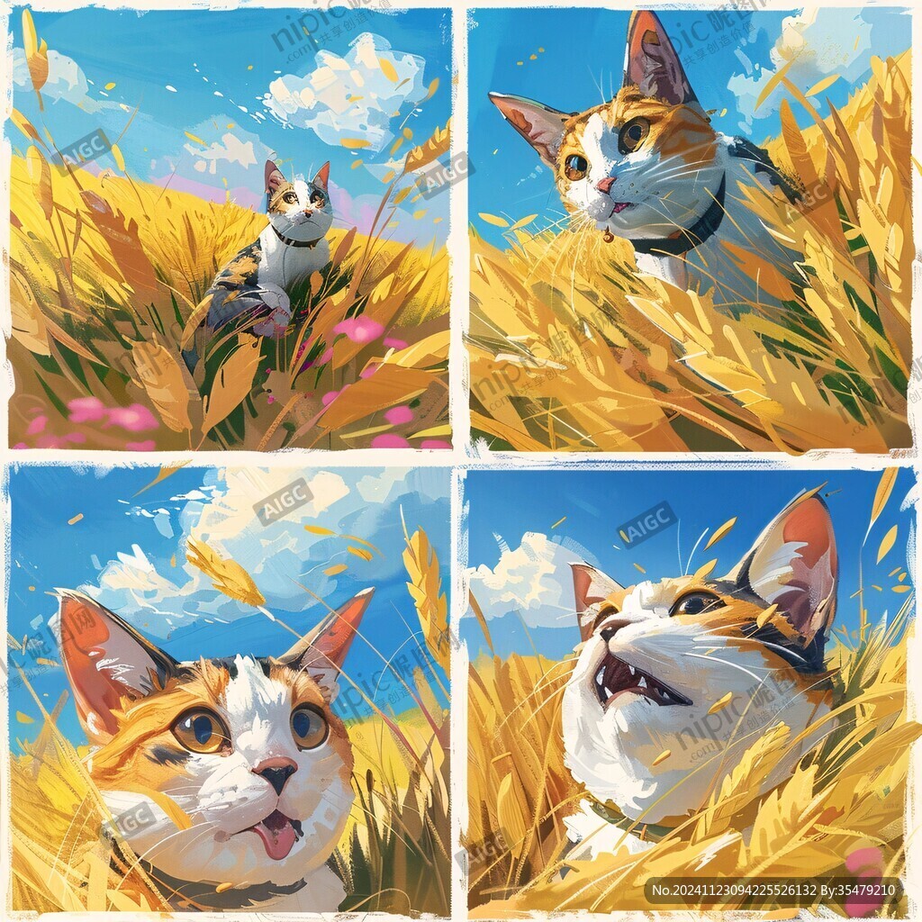 晒太阳的猫插画