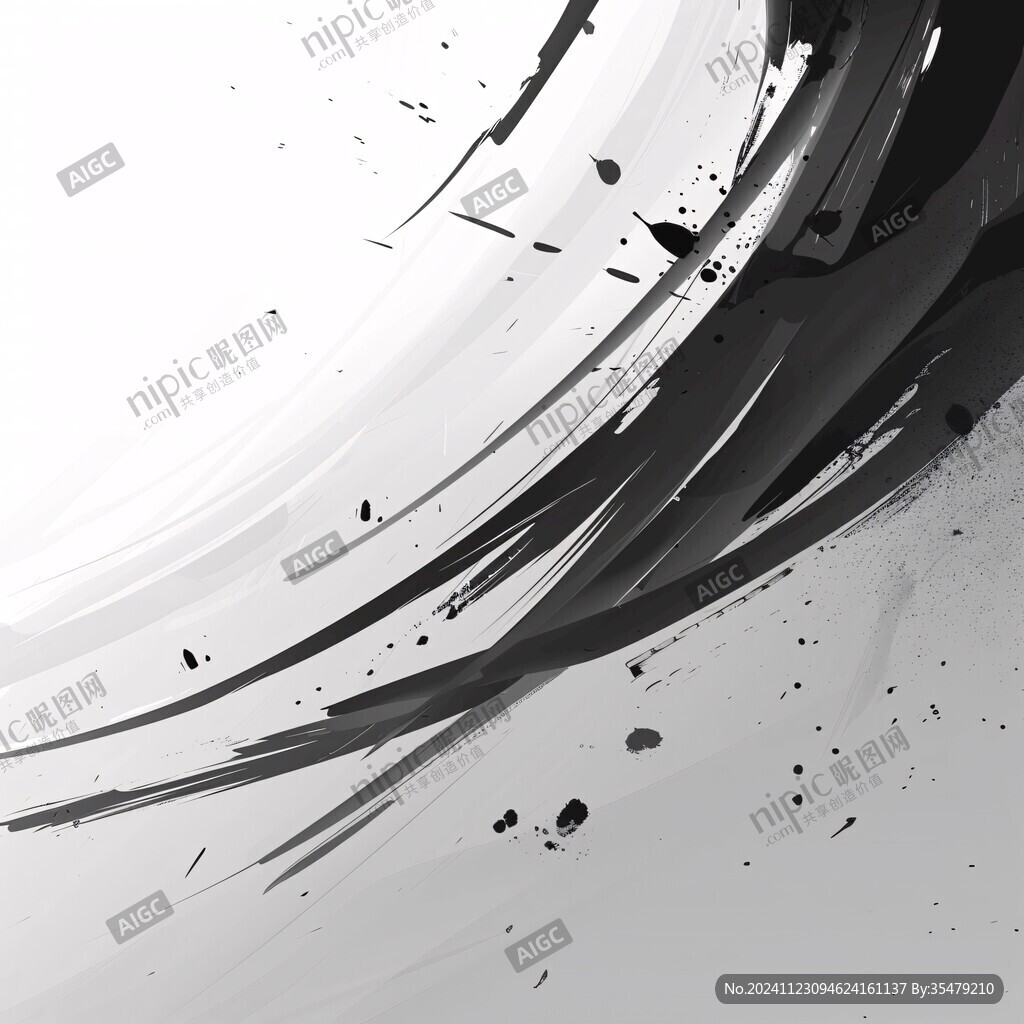 黑白流体创意抽象画