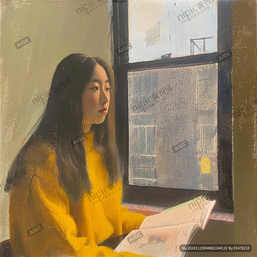 看着窗外的女生