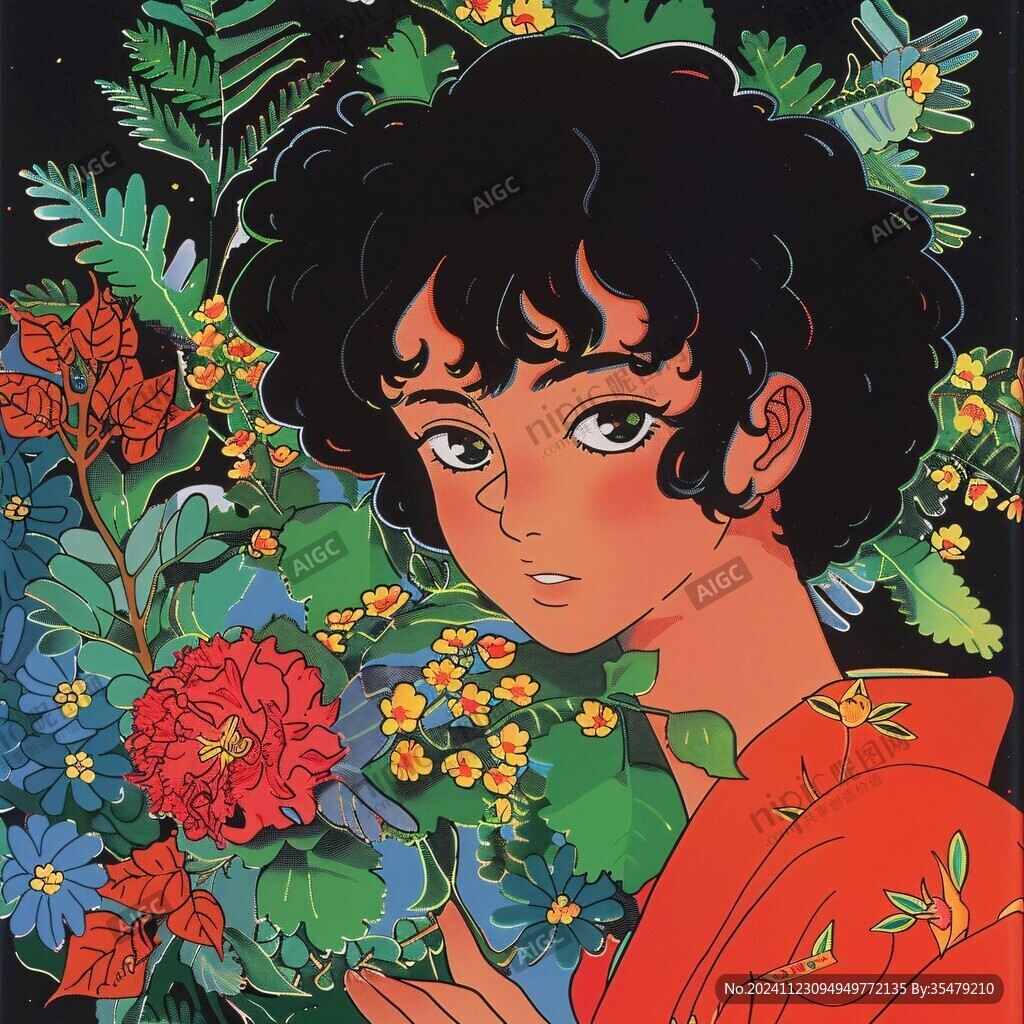 持花的少女