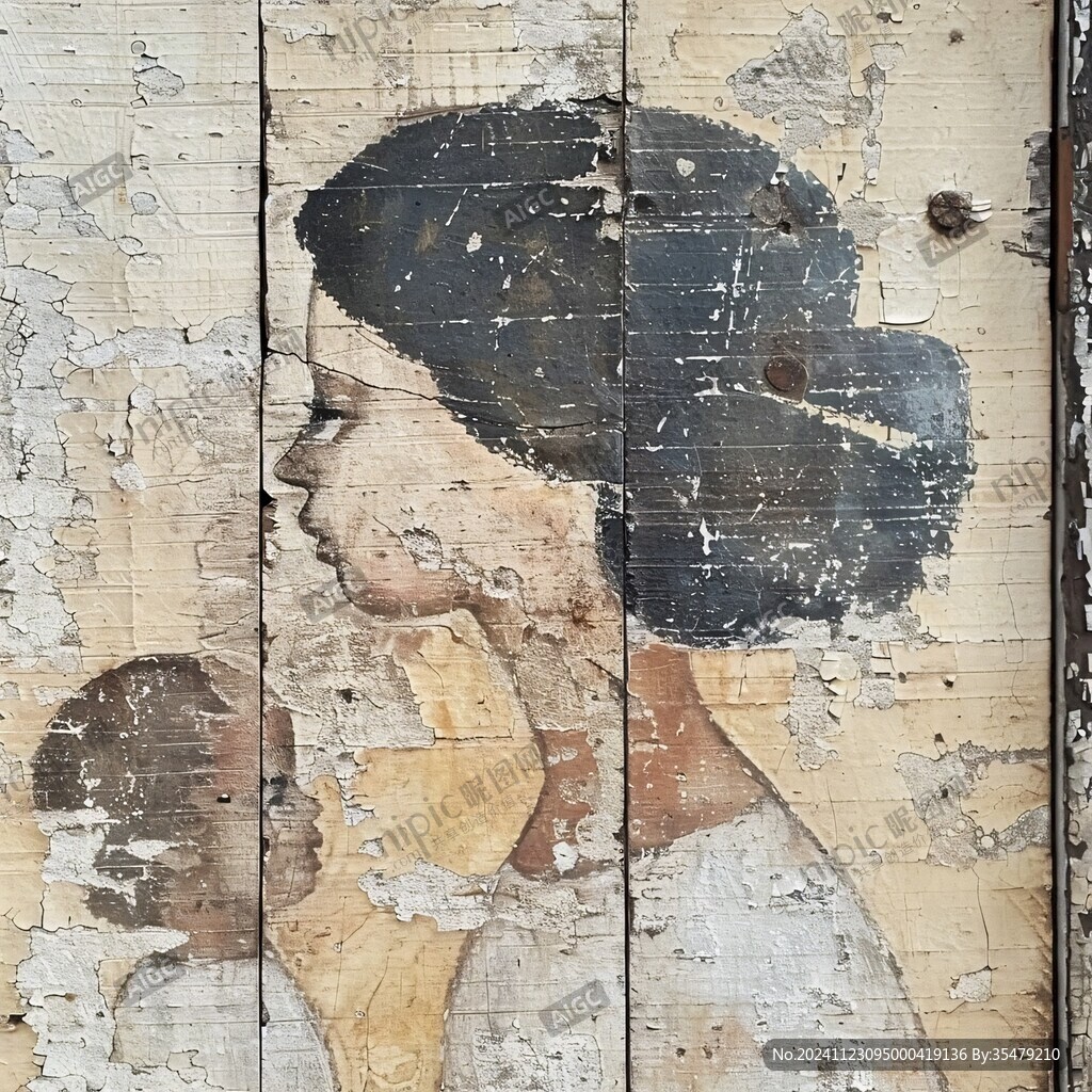 破旧木板画