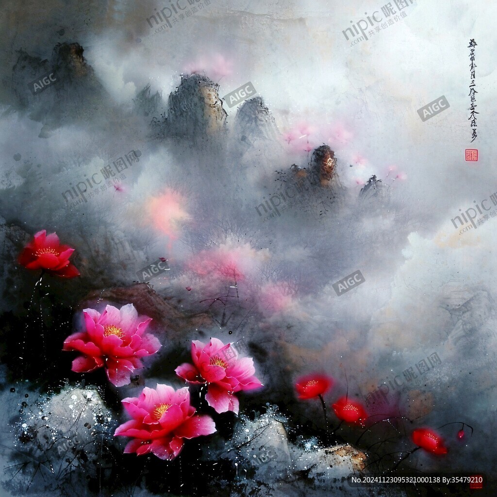 泼彩山水画