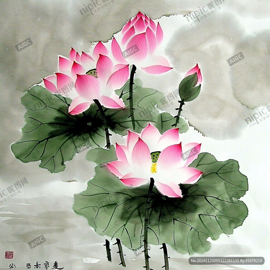 荷花立体画