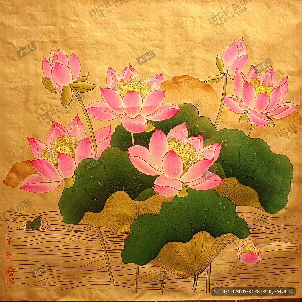 墙绘荷花